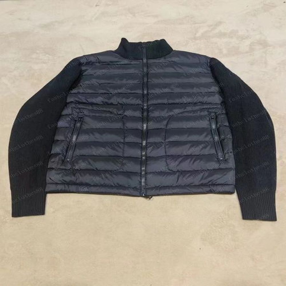 Monclets Designer Women Parkas Men's Badge Stand Collar Knitted Splice Lightweight Down Casual Jacket Fluffy Coat Sweater 595