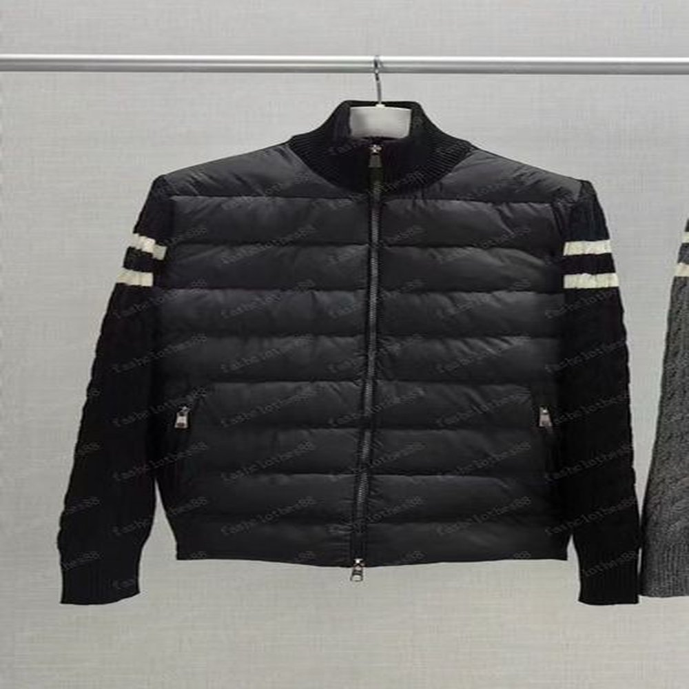 Monclets Designer Women Parkas Men's Badge Stand Collar Knitted Splice Lightweight Down Casual Jacket Fluffy Coat Sweater 89E