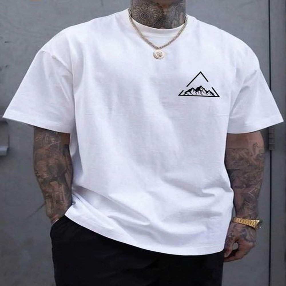 Mountain On Inspirationde Printing T-Shirt Men Oversized Cotton Summer Tshirt Breathable Loose O-Neck Tee Shirts Hip Hop TeesXJ250117