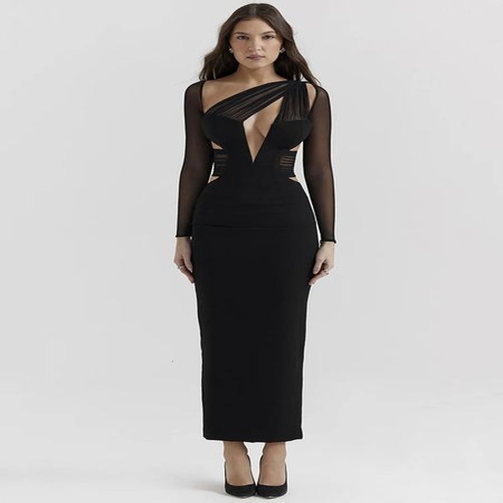 mozision elegant hollow tight womens sexy long skirt fashion mesh