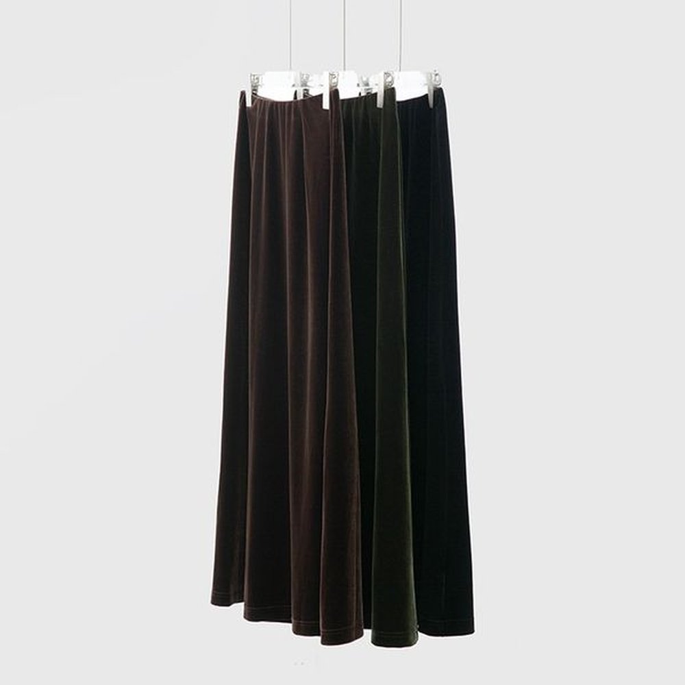 mu imported highdensity velvet maxi skirt for women high waist