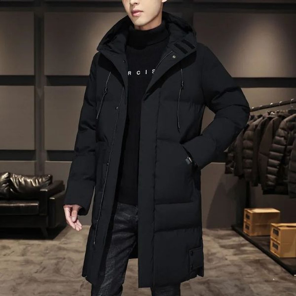 M8XL Large Size Medium Long Padded Jacket Mens Winter Loose Hooded Warm Coat Thick Down 241228