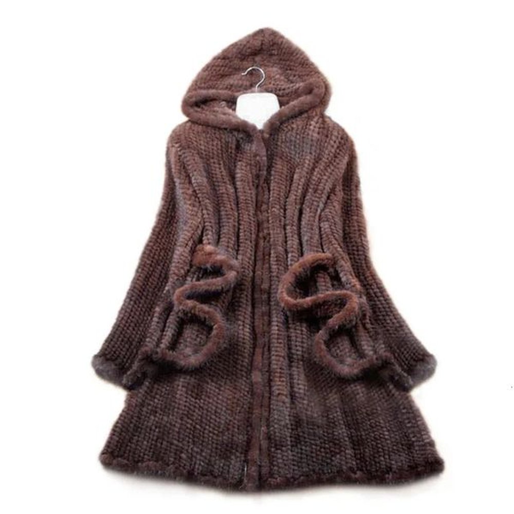 natural mink winter coat womens long sleeved fashionable fully matched