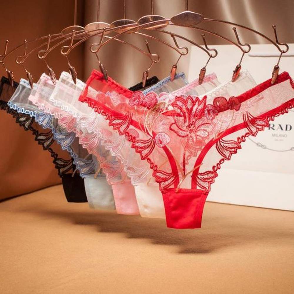 net yarn full transparent embroidery sexy womens underwear temptation t