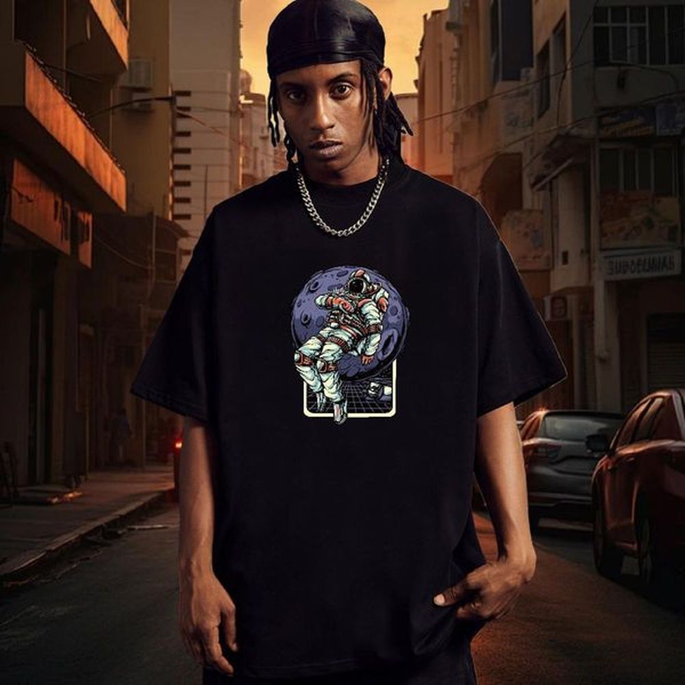 New Arrival Couples T Shirts 100% Cotton 230g Beach cosmonaut Short Sleeve Soft Man T Shirts Loose Oversized 3XL 4XL Wear