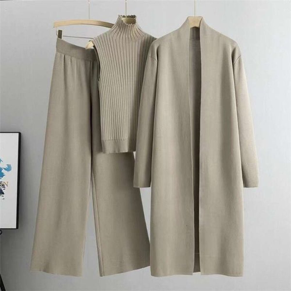 new autumn piece women cardigan tracuits knitted pant
