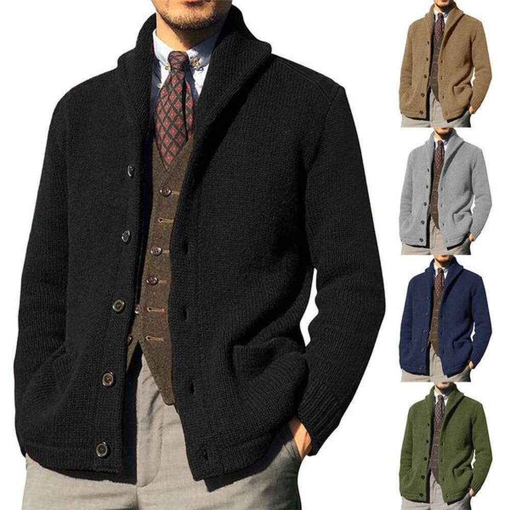 New Autumn Winter Sweater For Men, European And American Solid Color Long Sleeved Knitted Cardigan Jacket, Sweater, Fashionable Quality, Cla
