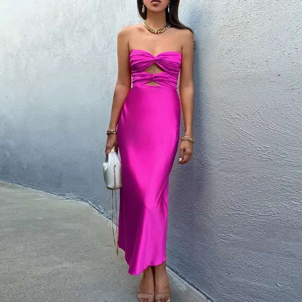 new casual dresses summer solid hollow slim formal ocn dress