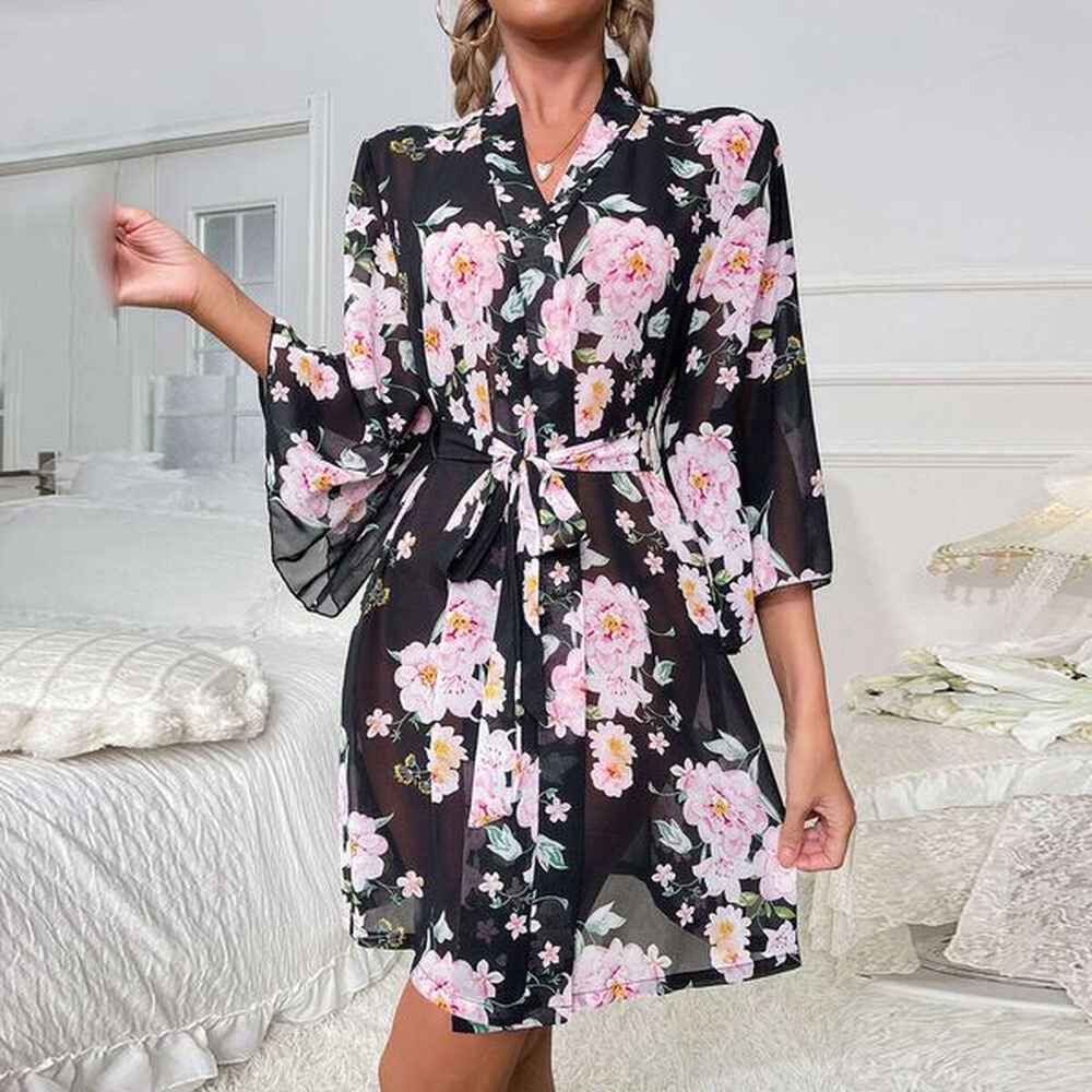 new chiffon sleepwear with womens print light long sleeved cool