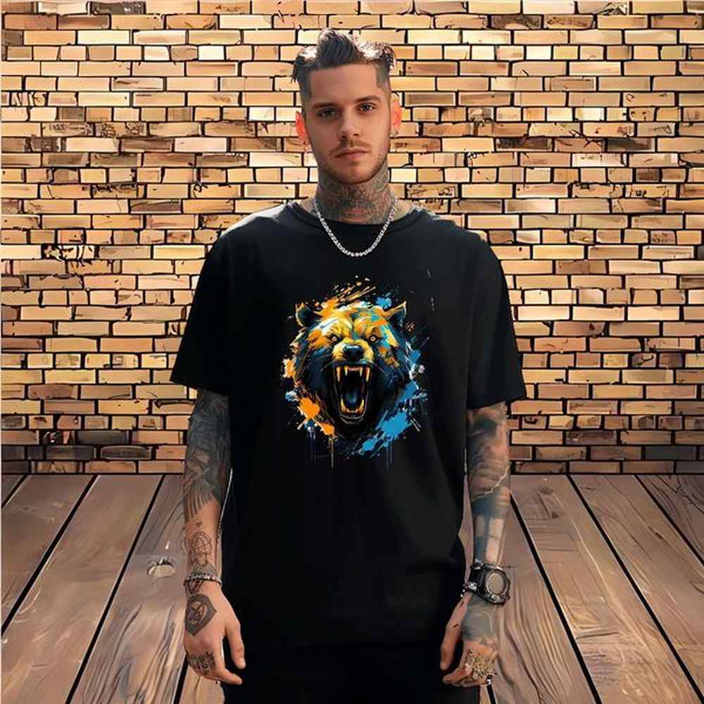 2024 New 100% Cotton 230g T Shirt For Man wolf Casual Daily Wear Men Tops Tees Tee Shirt Breathable Soft Loose Plus Size Custom