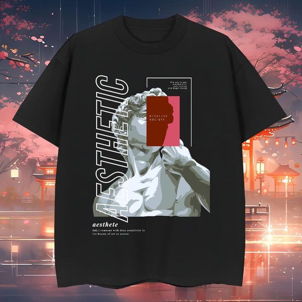 New Designer 230g Pure Cotton T Shirt For Man Statue of David Summer Casual Mens Tshirts Tee Shirt Short Sleeve O-Neck Unisex Anime Print
