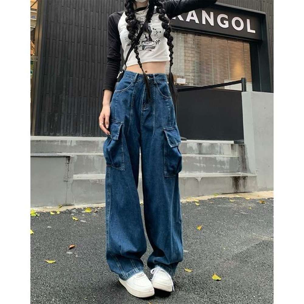 new designer high waist jeans loose wide legs womens