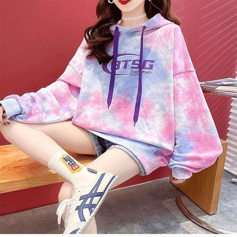 new designer hooded tie dye hooded sweatshirt womens plus