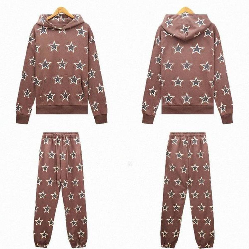 New Designer Men's and Women's Hoodie Sweatshirt Tears Style Kapok Washed Straight varsity Kapok Tidal Print Hoodie Sweater pants
