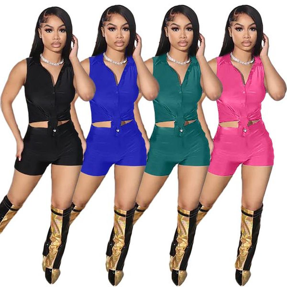 new designer summer women tracksuits short sets sleeveless shirt and
