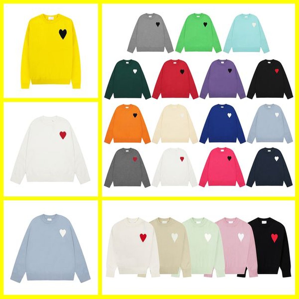New Designer Sweater Fashion Mens Womens Autumn/Winter Sweater amil Heart Embroidered Jacquard Sweater 2024 Paris Fashion Loose Mens women a
