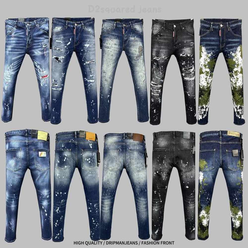 2024 New dsquares jeans Black Hip Hop Rock hot Jean shorts Uomo Knee Jean Casual mens Embroidery jeans Luxury Ripped Jeans pants for Womens
