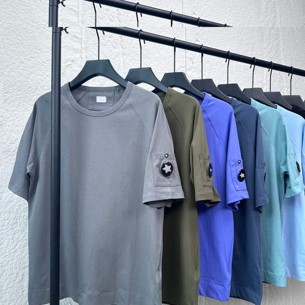 2024 New Europe Men T-Shirt Solid Relaxed Loose Round Neck CPs Cotton Short Sleeve One Lens T Shirts Youth Student Fashion Couple Top Qualit