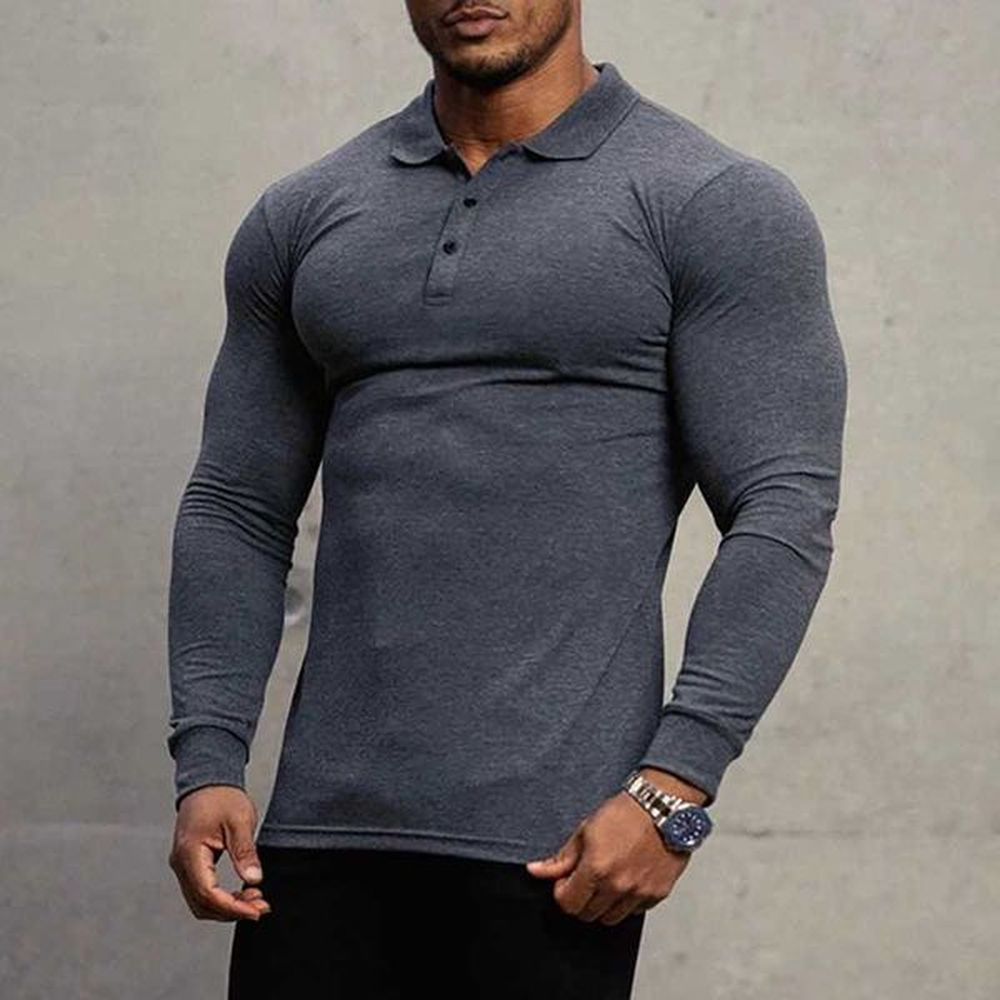 New Fashion Autumn Sports Polo Shirt Mens Stretch Cotton Gym Clothing Spring Casual Long Sleeve Polos Male Breathable T ShirtXJ240211