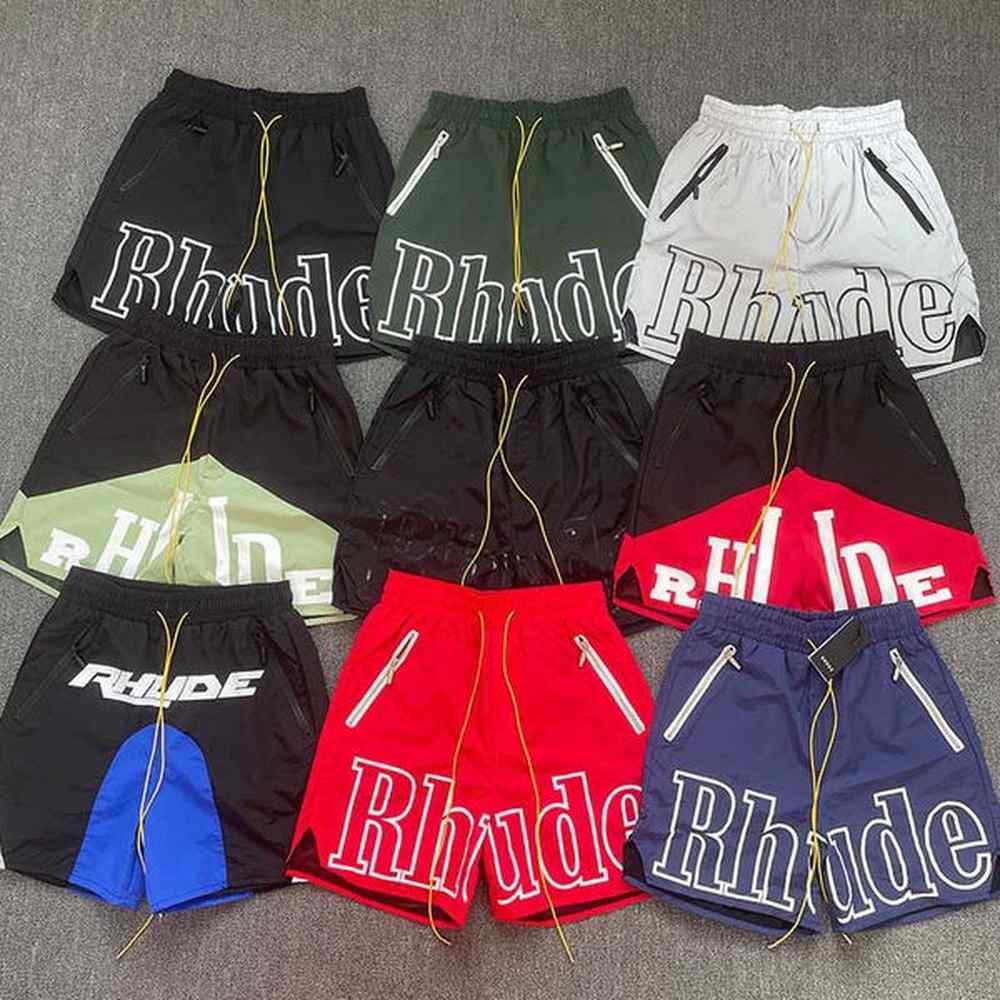 New Fashion Brand Rhude short shorts Men's and Women's Shorts High Street Sports Casual Loose Beach Fog 5-point Pants