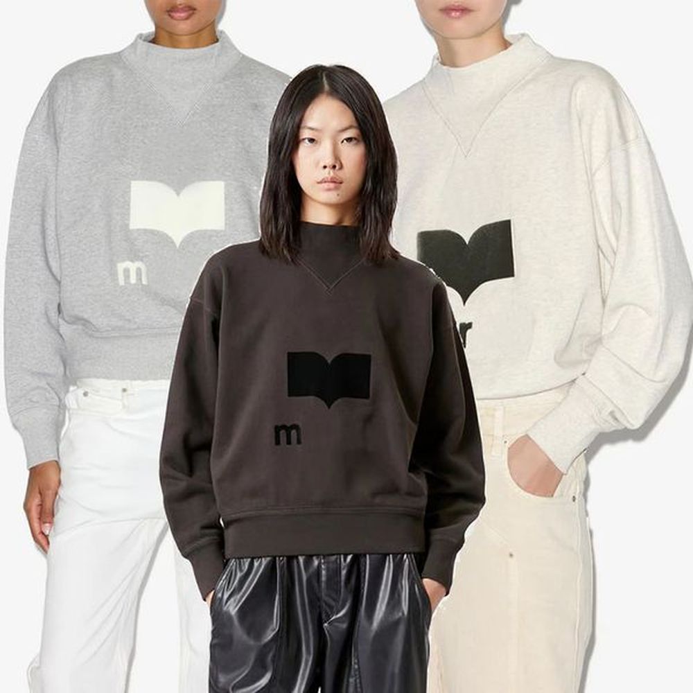 new flocking neck printed fleece jumpers marantts women designer