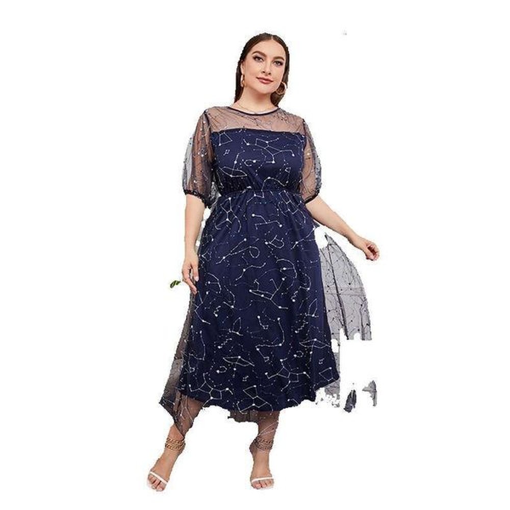 new french hepburn style plus size womens mesh party dress
