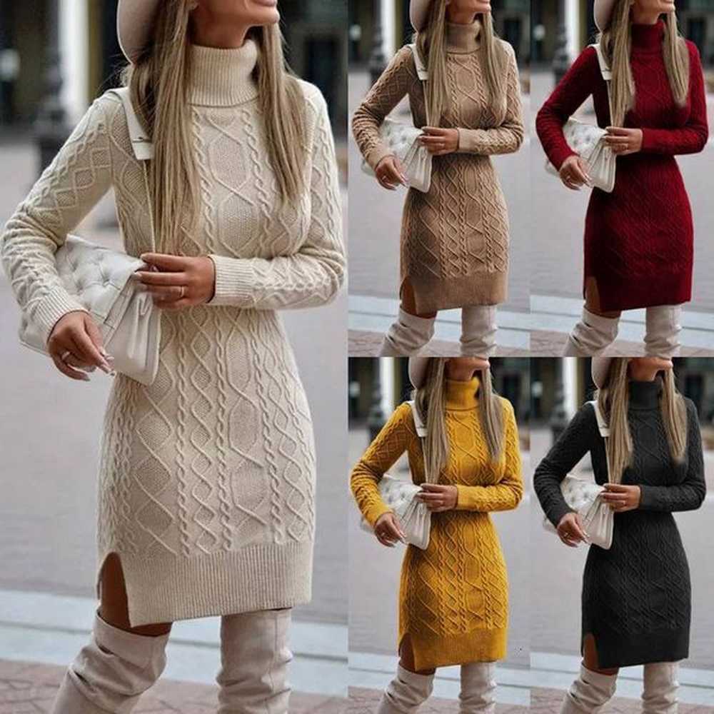 new high neck slim fit long autumnwinter warm sweater womens