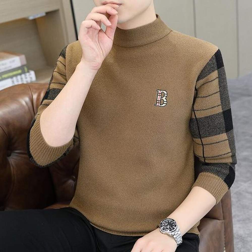 New Luxury Quality Men's Brand Trend Slim Fit Pullover Wool Sweater Thickened Skin Friendly Knitted Sweater Top Men's Clothing
