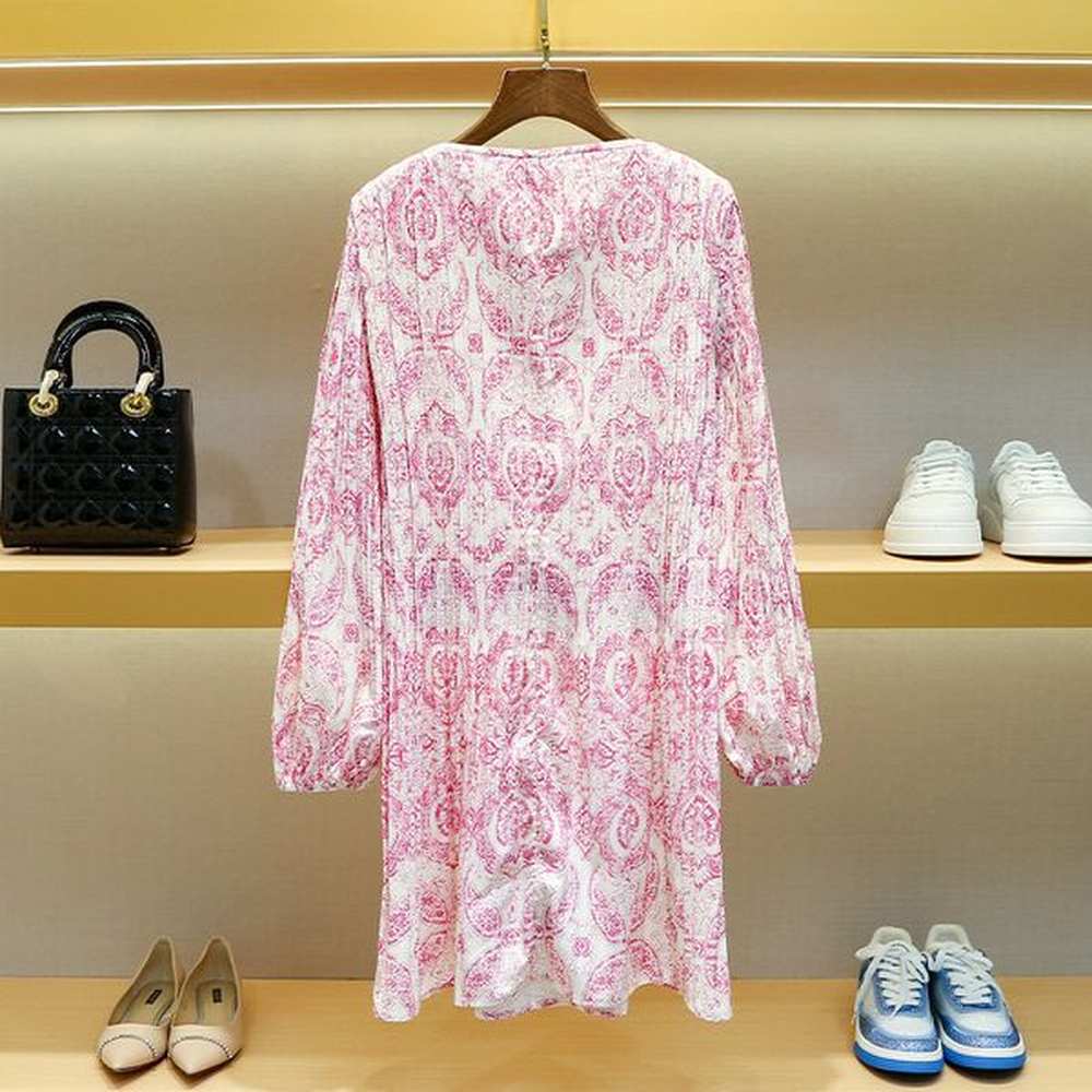 new maje elegant pink pleated abstract print skirt