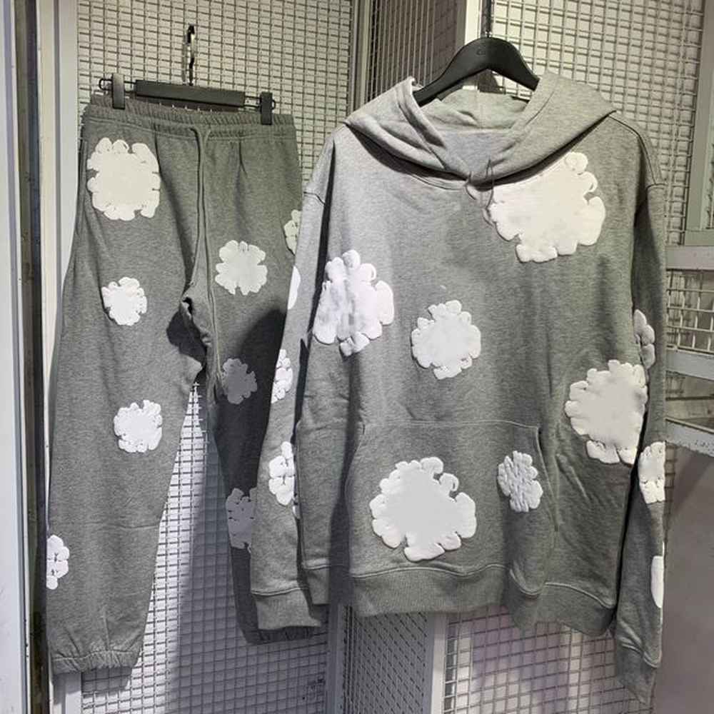 New Mens Hoodies Flower Sweatshirts Puff Fashion Autumn And Winter Printed Set Casual Comfortable Sports Suit Outdoor Fitness Jogging Trend