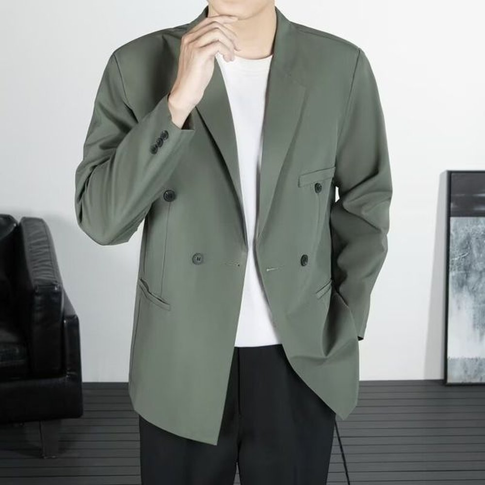 3548 New Men's Korean Style Casual Suit Slim Fit Solid Color Breathable Small Suit