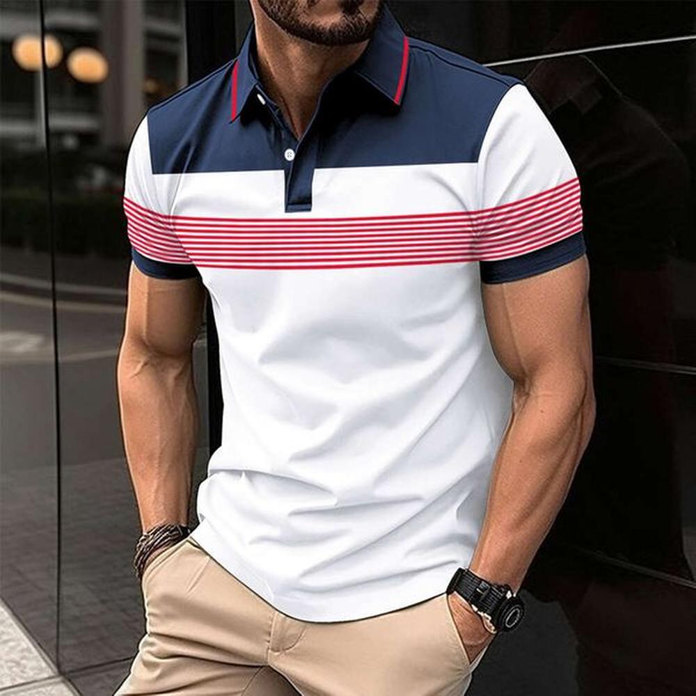 New Men's Lapel Summer Short Sleeved Polo Shirt Casual Ribbed Breathable High-quality Top Loose Fitting Work Clothes