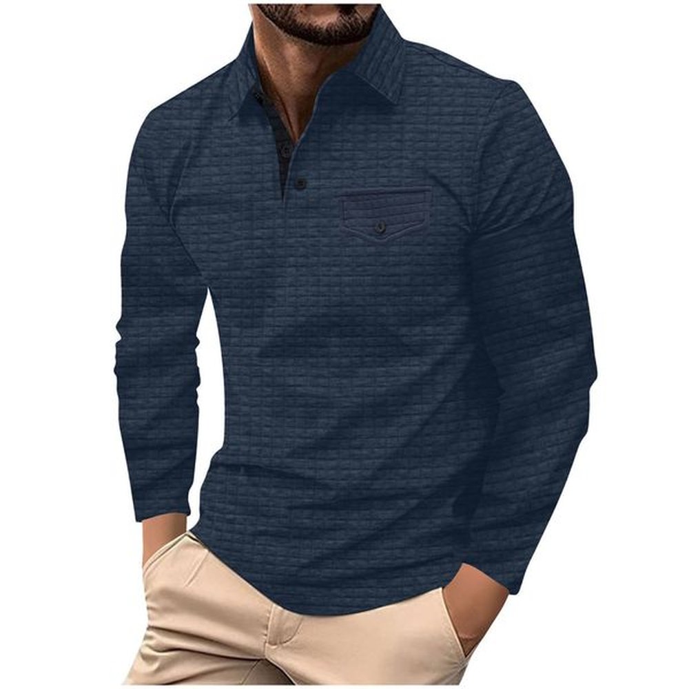 2024 New Men's Polo Shirt Long Sleeve T-shirt Loose Autumn Solid T-shirts Casual Tops Designer Us Plaid Polo T Shirt For Men Black Whit