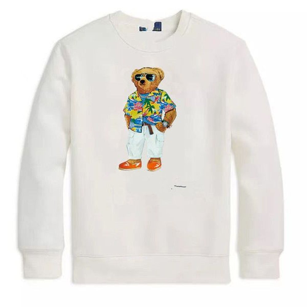 2027 New Men's polos shirt designer cartoon bear round neck 100% pure cotton winter long sleeved high-end casual printed fashion s-2XL