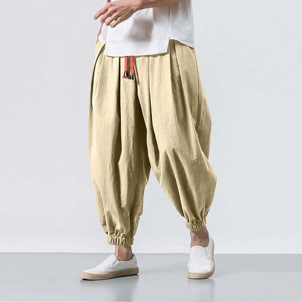 2024 New Oversize Men Loose Harem Pants Autumn Chinese Linen Overweight Sweatpants High Quality Casual Brand Trousers MaleT250212