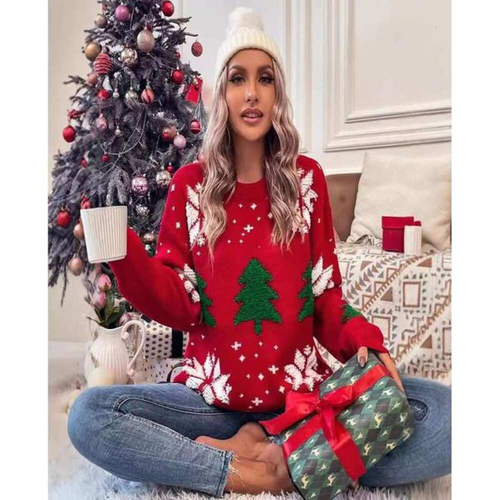 new round neck knitted european and american casual sweater embroidered