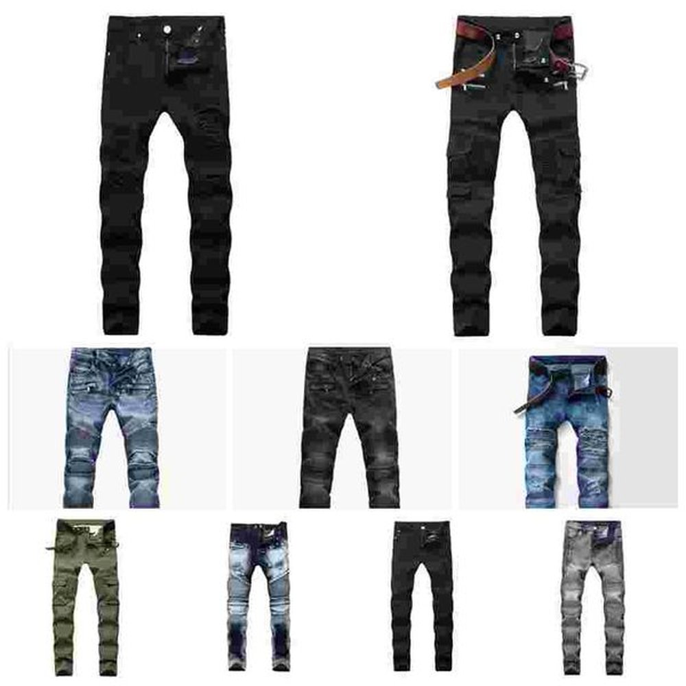 2022 new Selling Distressed Ripped Skinny Jeans Fashion Mens Slim Motorcycle Moto Biker Causal Mens jean for man designer black Denim Pants