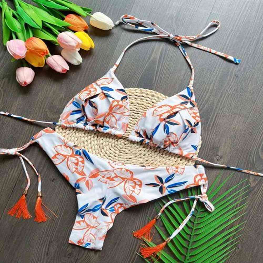 new sexy print bandage bikini set womens swimsuit twopiece