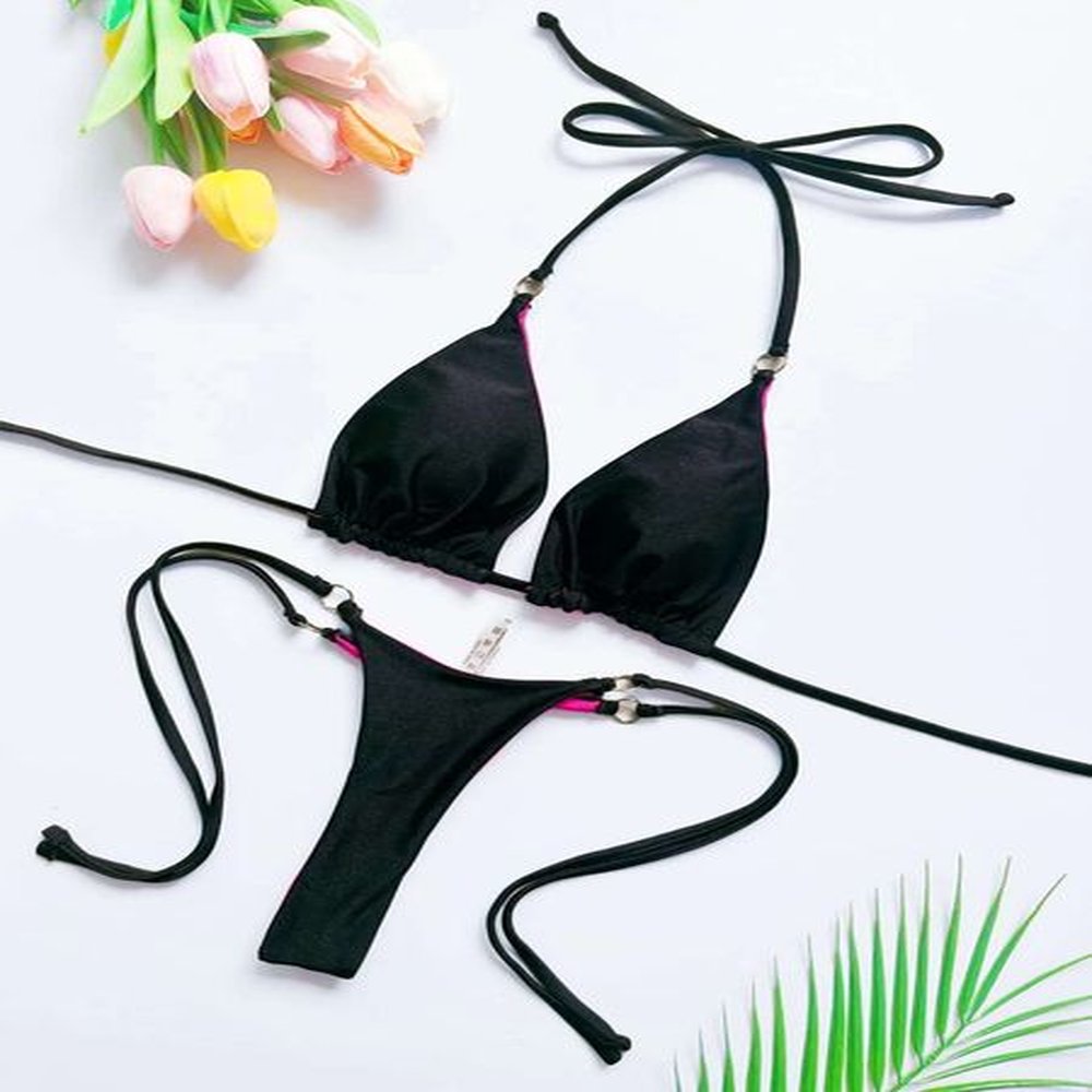 new sexy solidbandage bikini set womens swimsuit twopiece triangle