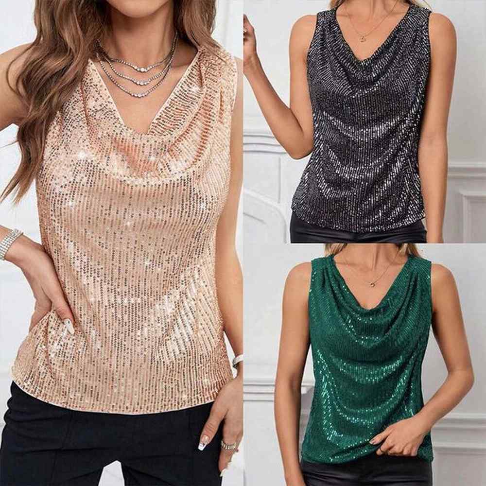 new sexy vneck strapless fashion sequin loose short pullover womens