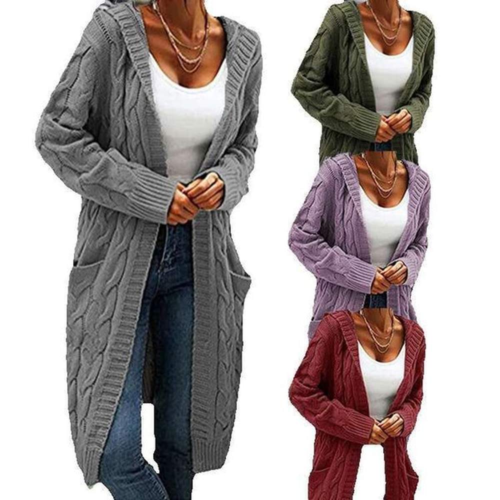 new solid color loose knit cardigan thick thread fried dough