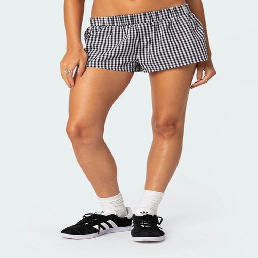new springsummer leisure womens shorts checkered beach pants ins