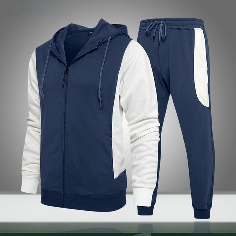 New Tracksuit Men Casual Sets Patchwork Autumn Winter Hoodie Pants 2 Piece Set Men's Sportswear Joggers Sport Suit Clothing