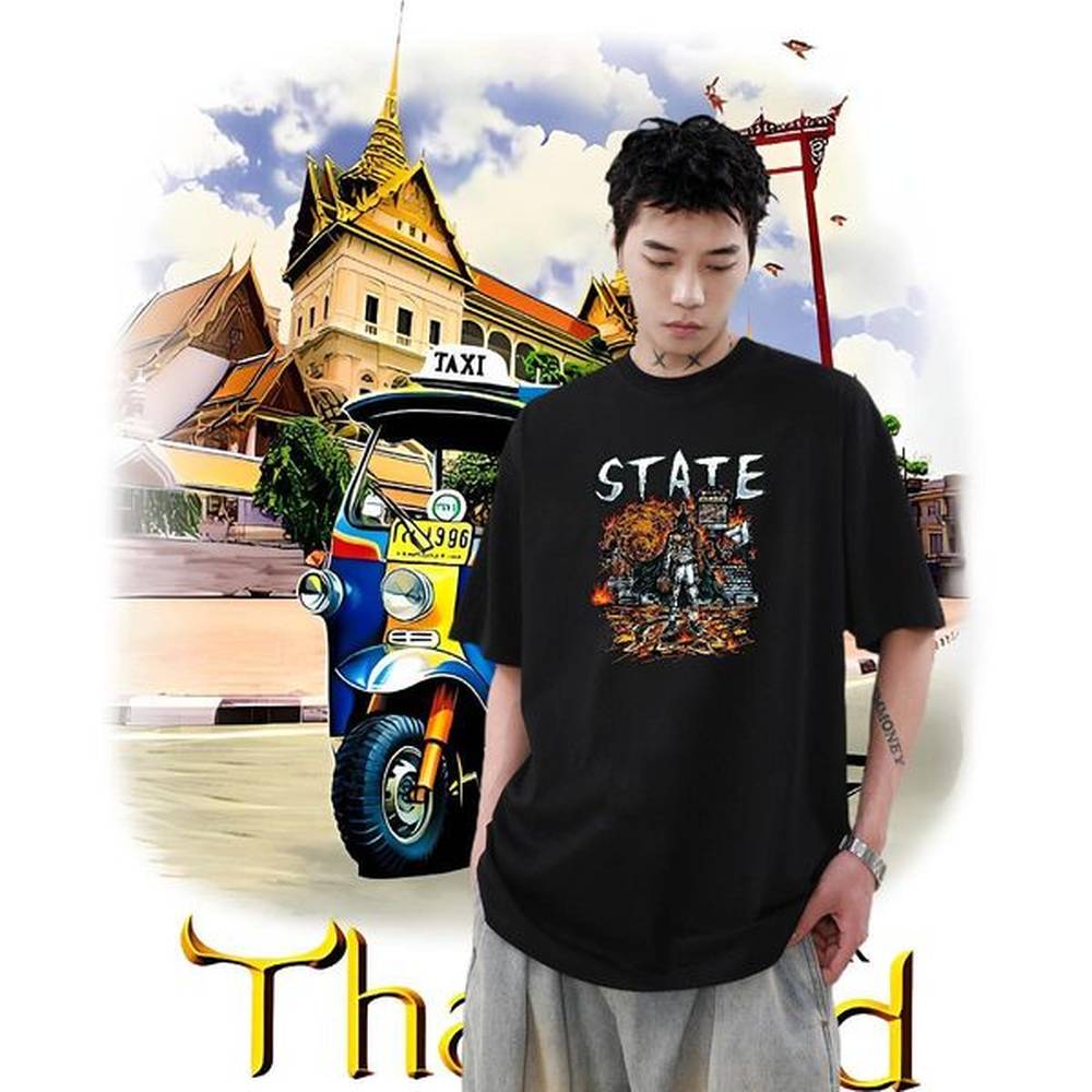 New Tshirt for Man Woman 230g 100% Cotton Street warrior Crew Neck Breathable T-Shirts Soft Plus Size Custom Tees Shirts