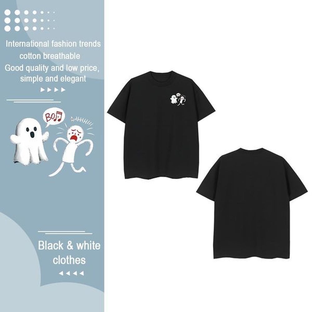 2024 New Tshirts scared Anime Printing Street 100% Cotton 230g Polos Crew Neck Breathable High Quality Man T Shirts Asian Size