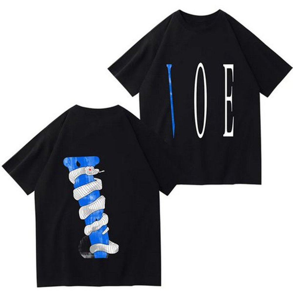 New V Trend Mens Printed T-shirt Letter Haikyuu Tops Womens High Street Style Short Sleeve Pullover Loose Cotton