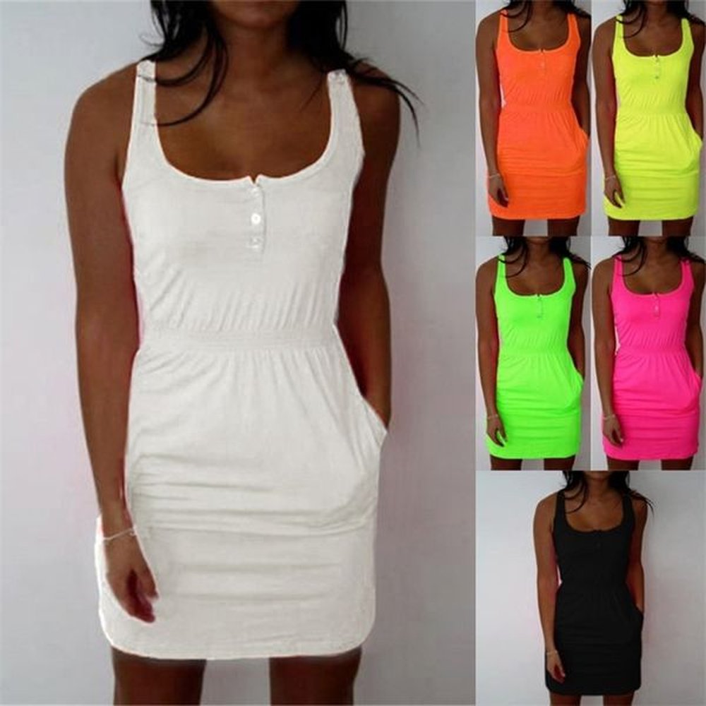 new women summer sleeveless mini beach dress plus size club