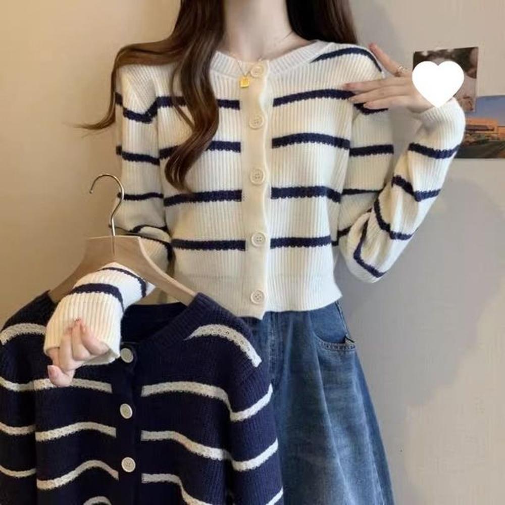 new womens short striped sweater jacket autumn collection new loose