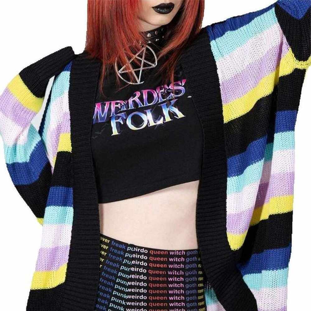 new womens striped knitted jacket fashionable and loose long halloween