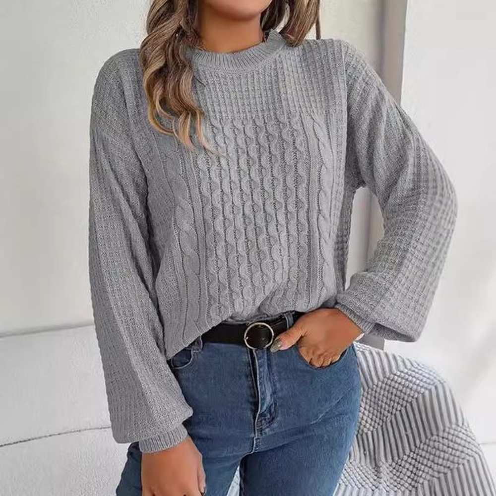 new womens sweater fashion pullover round neck long sleeve fried